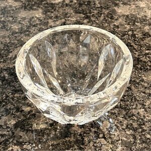 Vintage KOSTA BODA Round bowl Opus Lead crystal Sweden Leaf pattern Signed Kosta
